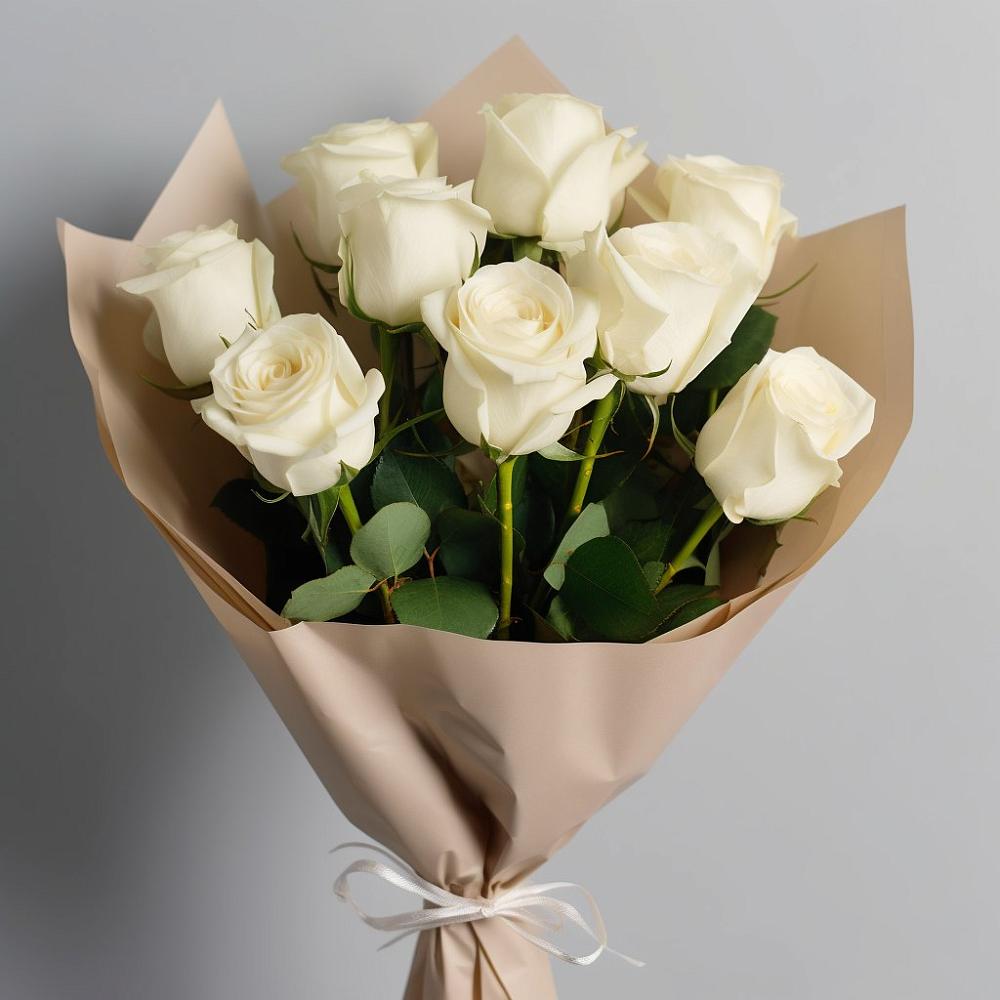 Букет 9 Белых роз Эдлесс Лав в Сосновке