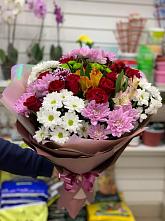 Букет цветов из:  Розы, Хризантемы и Альстромерии #REPLACE_PRED# Сосновке