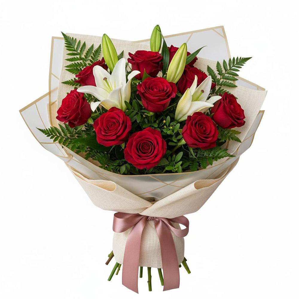 Букет цветов из: Лилии и Розы в Сосновке