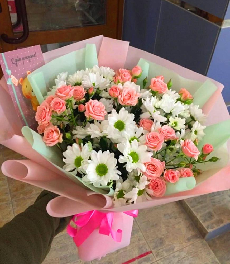Букет цветов из: Розы и Хризантемы в Сосновке
