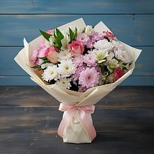 Букет цветов из:  Хризантемы, Альстромерии и Розы #REPLACE_PRED# Сосновке