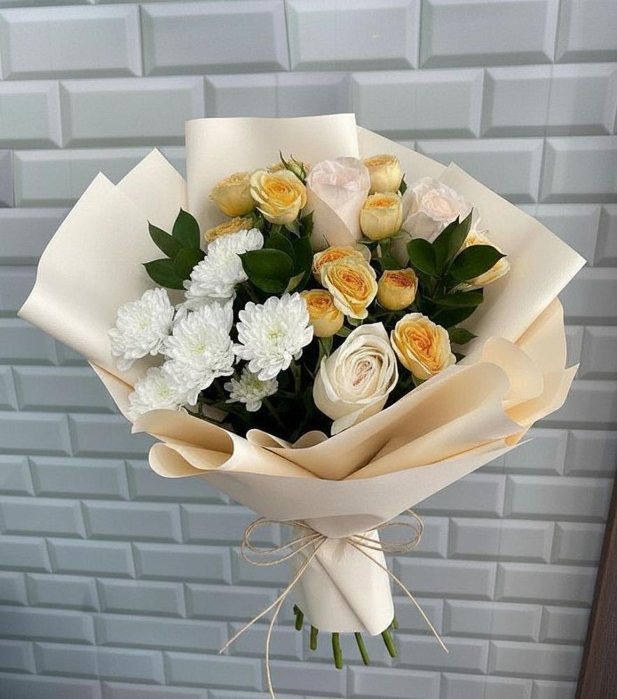 Букет цветов из: Розы и Хризантемы в Сосновке