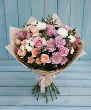 Букет цветов из:  Хризантемы, Розы и Альстромерии #REPLACE_PRED# Сосновке