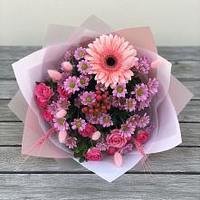 Букет цветов из:  Розы, Герберы и Хризантемы в Сосновке