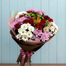 Букет цветов из:  Розы, Хризантемы и Альстромерии в Сосновке