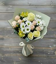 Букет цветов из:  Альстромерии, Розы и Хризантемы в Сосновке