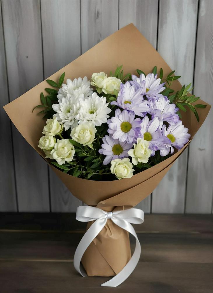 Букет цветов из: Хризантемы и Розы в Сосновке