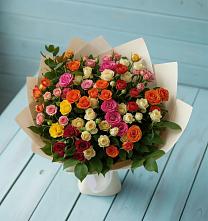 Букет Микс из разноцветных кустовых роз #REPLACE_PRED# Сосновке